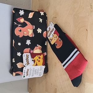 Pokemon Charmander Bundle: Makeup Bag and Crew Socks